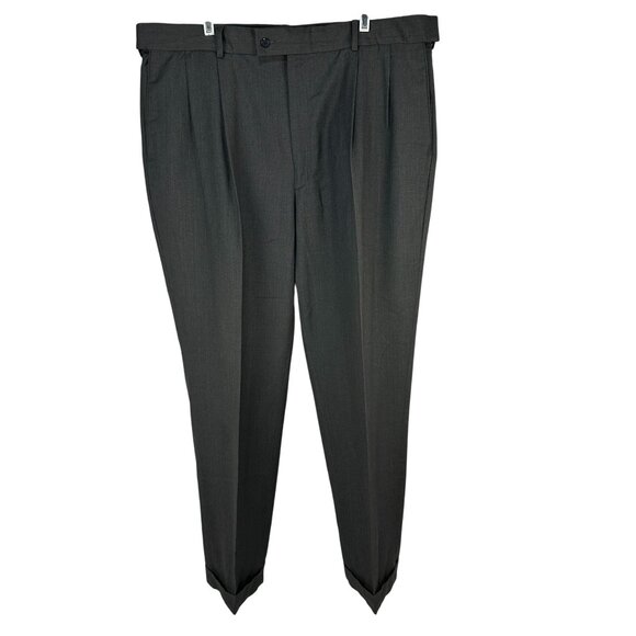 Louis Raphael Mens Hidden Extension Pleated Dress Pants 40X34 Stretch Black - Picture 1 of 4